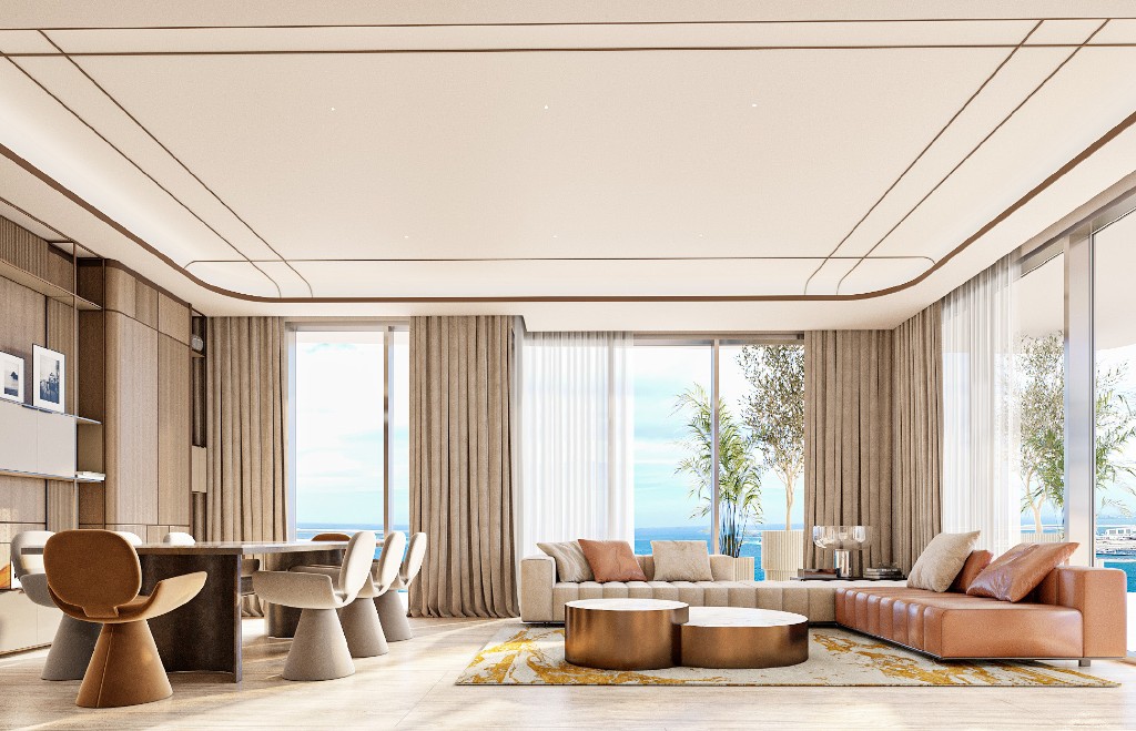 Three-bedroom living and dining room opening onto the sea, Isolana